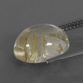 4.89캐럿 천연 흙빛 노란색 루틸 쿼츠, 타원형 컷, 11.9×9.8 mm, 투명한