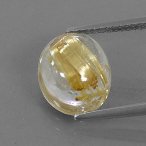 4.46캐럿 천연 무색 골든 루틸 쿼츠, 타원형 컷, 11.9×9.7 mm, 투명한