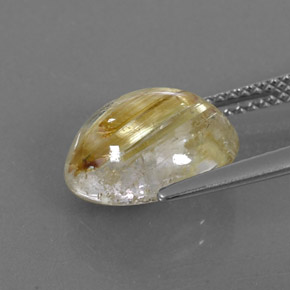 4.46캐럿 천연 무색 골든 루틸 쿼츠, 타원형 컷, 11.9×9.7 mm, 투명한