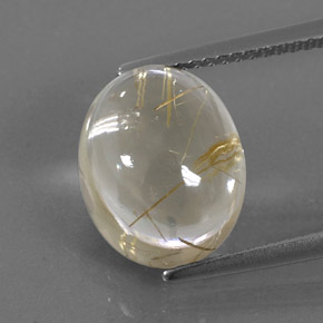 7.12캐럿 천연 무색 골든 루틸 쿼츠, 타원형 컷, 12.3×10 mm, 투명한