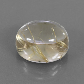 7.12캐럿 천연 무색 골든 루틸 쿼츠, 타원형 컷, 12.3×10 mm, 투명한
