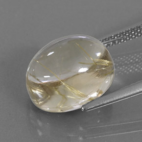 7.12캐럿 천연 무색 골든 루틸 쿼츠, 타원형 컷, 12.3×10 mm, 투명한