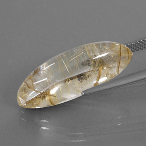 10.87캐럿 천연 무색 골든 루틸 쿼츠, 마퀴즈, 23.3×8.8 mm, 투명한