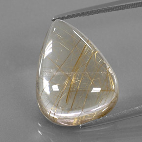 15.54캐럿 천연 무색 골든 루틸 쿼츠, 배 모양, 19.9×14.9 mm, 투명한