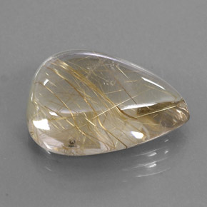 15.54캐럿 천연 무색 골든 루틸 쿼츠, 배 모양, 19.9×14.9 mm, 투명한