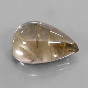 18.76캐럿 천연 무색 골든 루틸 쿼츠, 배 모양, 21.2×15.5 mm, 투명한