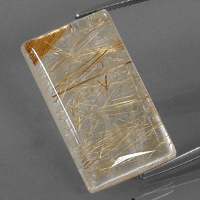 29.39캐럿 천연 무색 골든 루틸 쿼츠, 바게트, 25.7×14.7 mm, 투명한