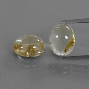 캐럿 천연 무색 골든 루틸 쿼츠 보석, 타원형 컷, 9.8×7.9 mm, 투명한
