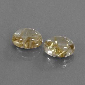 캐럿 천연 무색 골든 루틸 쿼츠 보석, 타원형 컷, 9.8×7.9 mm, 투명한