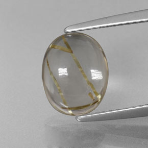 2.66캐럿 천연 무색 골든 루틸 쿼츠, 타원형 컷, 9.8×7.8 mm, 투명한
