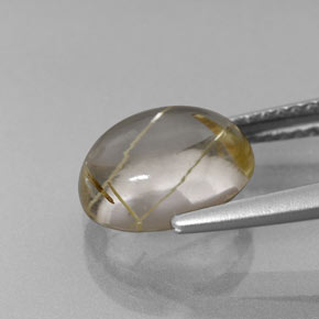 2.66캐럿 천연 무색 골든 루틸 쿼츠, 타원형 컷, 9.8×7.8 mm, 투명한
