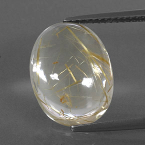 7.87캐럿 천연 무색 골든 루틸 쿼츠, 타원형 컷, 14.8×11.3 mm, 투명한