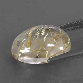 7.87캐럿 천연 무색 골든 루틸 쿼츠, 타원형 컷, 14.8×11.3 mm, 투명한