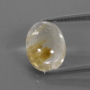 5.68캐럿 천연 무색 골든 루틸 쿼츠, 타원형 컷, 13.8×10 mm, 투명한