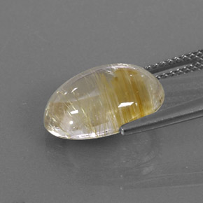 5.68캐럿 천연 무색 골든 루틸 쿼츠, 타원형 컷, 13.8×10 mm, 투명한