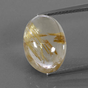 7.07캐럿 천연 무색 골든 루틸 쿼츠, 타원형 컷, 13.9×10 mm, 투명한