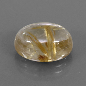 7.07캐럿 천연 무색 골든 루틸 쿼츠, 타원형 컷, 13.9×10 mm, 투명한