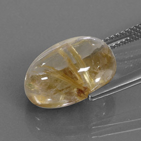 7.07캐럿 천연 무색 골든 루틸 쿼츠, 타원형 컷, 13.9×10 mm, 투명한