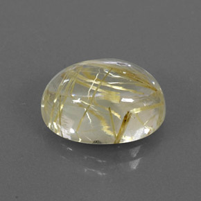 7.25캐럿 천연 무색 골든 루틸 쿼츠, 타원형 컷, 13.8×10.1 mm, 투명한