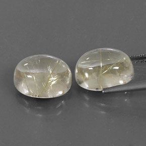 캐럿 천연 무색 골든 루틸 쿼츠 보석, 타원형 컷, 10.8×8.9 mm, 투명한
