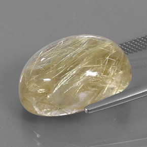 22.76캐럿 천연 무색 골든 루틸 쿼츠, 타원형 컷, 19.9×15.1 mm, 투명한