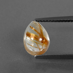 2.11캐럿 천연 무색 골든 루틸 쿼츠, 투명한, 9.7×7 mm, 투명/반투명