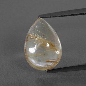 4.02캐럿 천연 무색 골든 루틸 쿼츠, 투명한, 12.8×9.1 mm, 투명/반투명