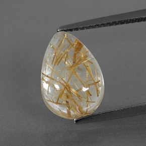 4.25캐럿 천연 무색 골든 루틸 쿼츠, 투명한, 12.8×9.1 mm, 투명/반투명