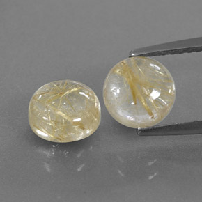 캐럿 천연 무색 골든 루틸 쿼츠 보석, 투명한, 7.05 mm, 투명/반투명