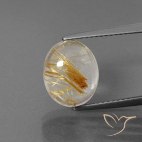 5.32ct 자연스러운 클리어 및 골드 브론즈 루틸 쿼츠, 타원형, 투명/반투명