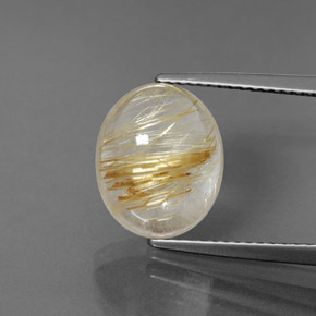 5.21캐럿 천연 무색 골든 루틸 쿼츠, 투명한, 11.9×9.8 mm, 투명/반투명
