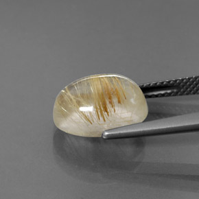 5.21캐럿 천연 무색 골든 루틸 쿼츠, 투명한, 11.9×9.8 mm, 투명/반투명