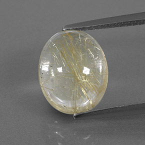 3.92캐럿 천연 무색 골든 루틸 쿼츠, 투명한, 11.1×9.1 mm, 투명/반투명