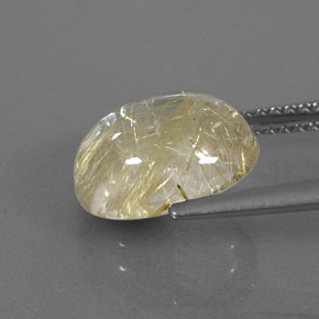 3.92캐럿 천연 무색 골든 루틸 쿼츠, 투명한, 11.1×9.1 mm, 투명/반투명