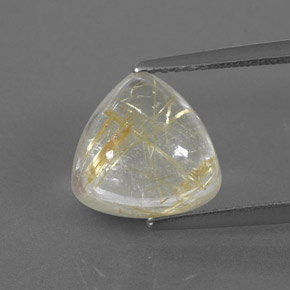 3.69캐럿 천연 무색 골든 루틸 쿼츠, 투명한, 9.8×9.8 mm, 투명/반투명