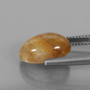 6.11캐럿 천연 무색 골든 루틸 쿼츠, 투명한, 13.8×10 mm, 투명/반투명