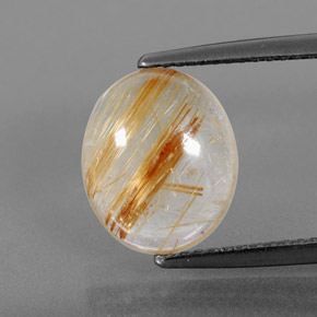 4.22캐럿 천연 무색 골든 루틸 쿼츠, 투명한, 11.7×9.8 mm, 투명/반투명