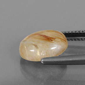 4.22캐럿 천연 무색 골든 루틸 쿼츠, 투명한, 11.7×9.8 mm, 투명/반투명
