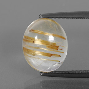 5.05캐럿 천연 무색 골든 루틸 쿼츠, 투명한, 12.1×10 mm, 투명/반투명