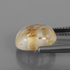5.05캐럿 천연 무색 골든 루틸 쿼츠, 투명한, 12.1×10 mm, 투명/반투명