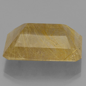 34.58캐럿 천연 디종 옐로우 루틸 쿼츠, 에메랄드 컷, 25.4×18.1 mm, 투명한