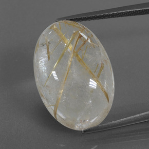 18.47캐럿 천연 매우 밝은 황금빛 갈색 루틸 쿼츠, 타원형 컷, 21.7×14.5 mm, 투명한
