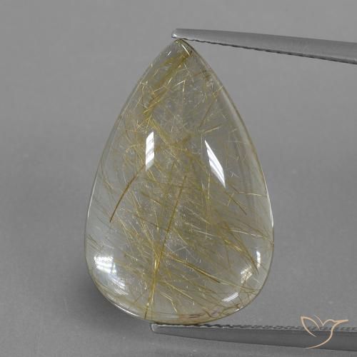 13.44ct 자연스러운 매우 밝은 황금빛 갈색 루틸 쿼츠, 배 모양, 투명한