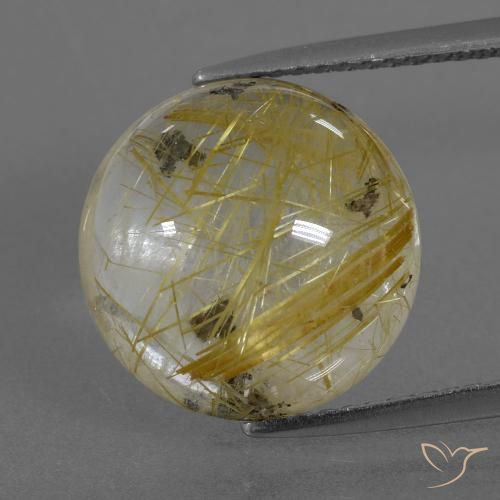 8.90ct 자연스러운 매우 밝은 황금빛 갈색 루틸 쿼츠, 둥근, 투명한