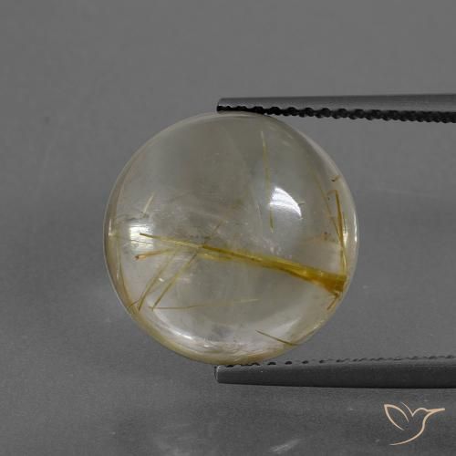 7.50ct 자연스러운 매우 밝은 황금빛 갈색 루틸 쿼츠, 둥근, 투명한