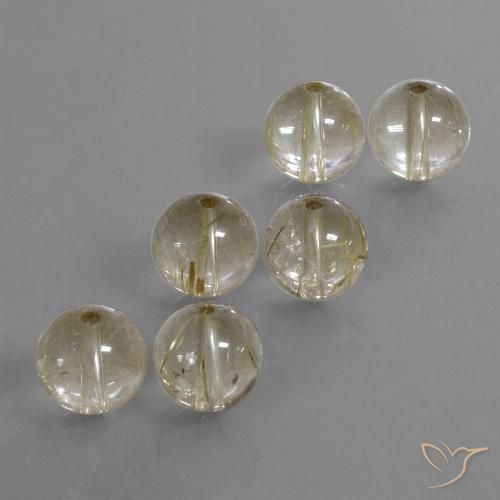 35.88캐럿 천연 따뜻한 화이트 루틸 쿼츠 보석, 구형 / 볼, 9.45 mm, 투명한