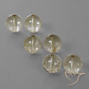 35.88캐럿 천연 따뜻한 화이트 루틸 쿼츠 보석, 구형 / 볼, 9.45 mm, 투명한