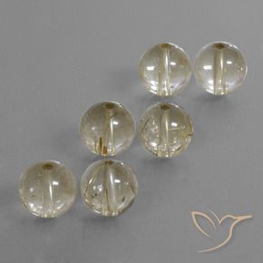 35.88캐럿 천연 따뜻한 화이트 루틸 쿼츠 보석, 구형 / 볼, 9.45 mm, 투명한
