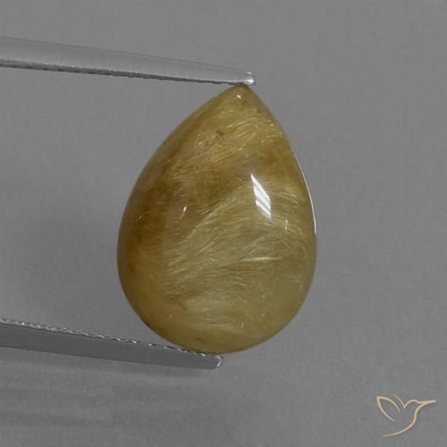 6.05ct 자연스러운 매우 밝은 황금빛 갈색 루틸 쿼츠, 배 모양, 투명한