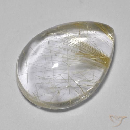 6.04ct 자연스러운 연노랑 루틸 쿼츠, 배 모양, 투명한